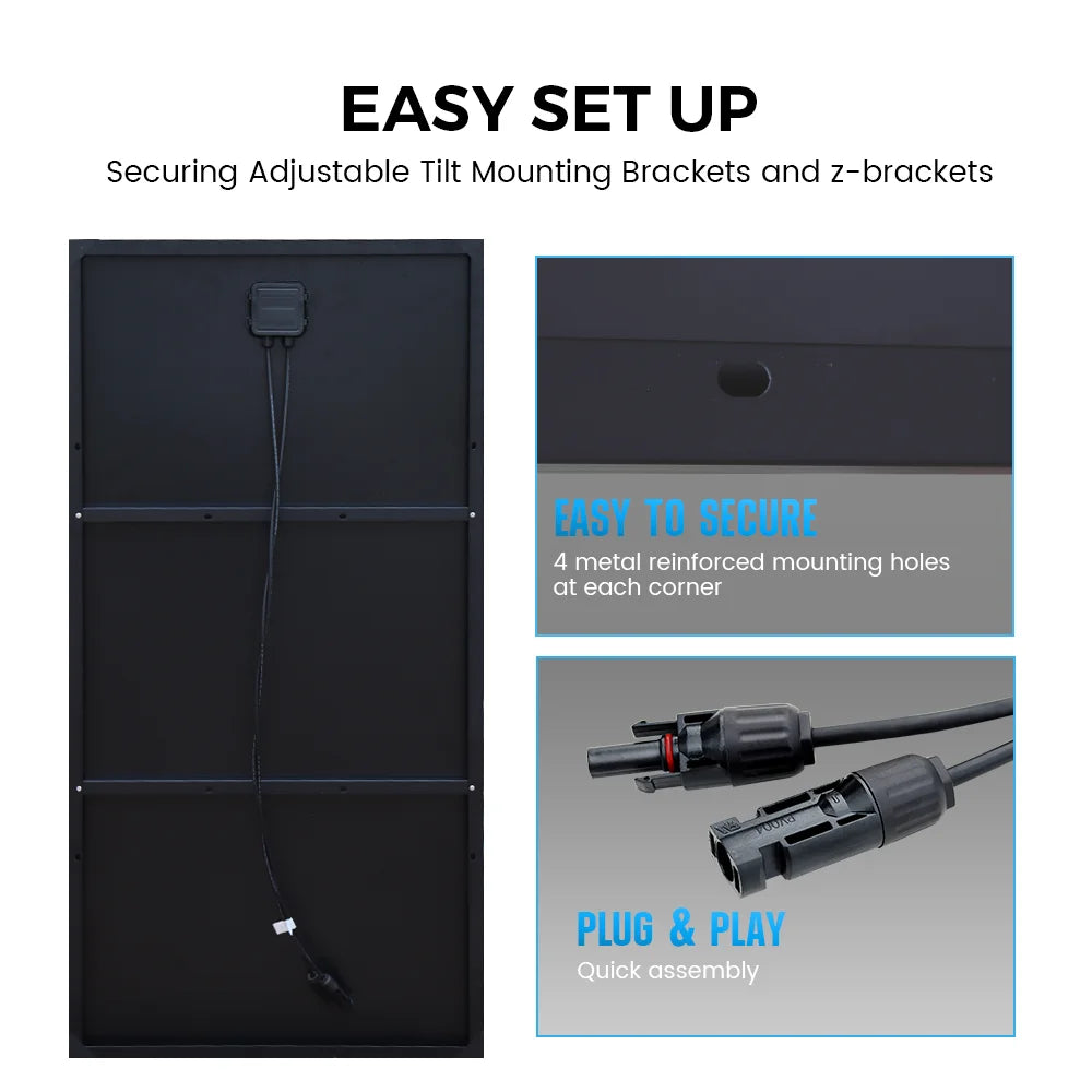 1200W Solar Panel Lightweight Module PV Power Cell for 12V Battery Charging Boat Caravan Grid-connected Off Grid Applications