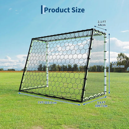 3-in-1 Soccer Goal Training,7x5Ft Soccer Rebounder Net,Rebound Trainer for Passing,Ball Control,Solo & Team Practice,Steel Frame