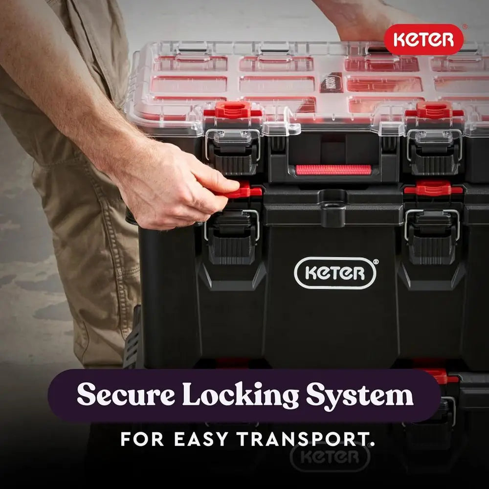 3-Piece Modular Garage Tool Organizer with Resin Boxes for DIY and Storage, Compact Black System