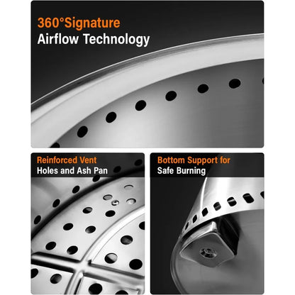 Smokeless Fire Pit with Removable AshPan for Outdoor Patio Backyard and Camping 19Inch Diameter 304 Stainless Steel Firepit in