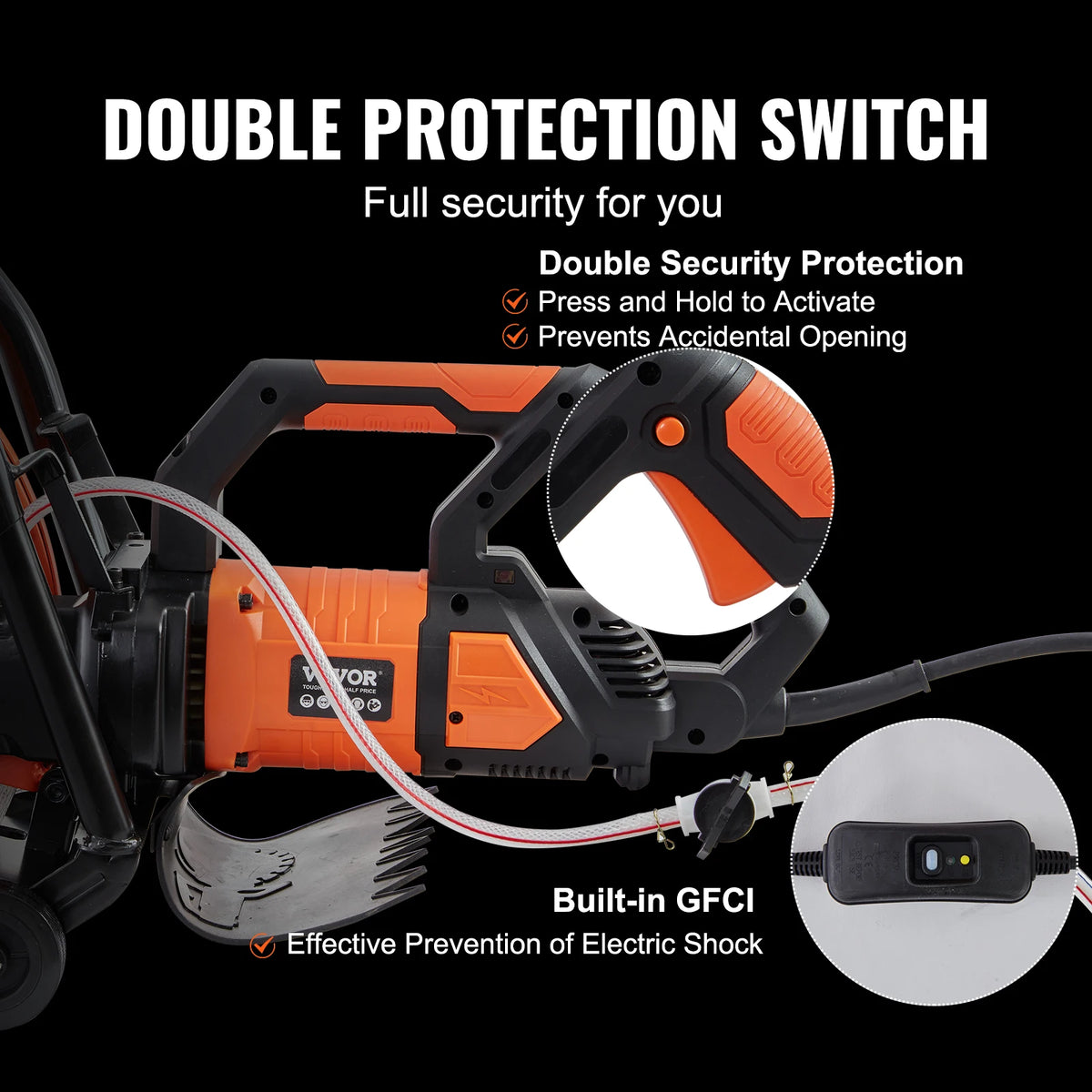 SucceBuy Electric Concrete Saw 16 in 3200 W 15 A Motor Circular Saw Cutter with Max. 6 in Adjustable Cutting Depth Wet Disk Saw