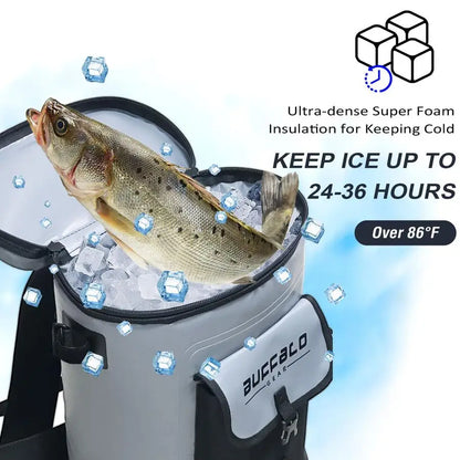 Gear Fish Cooler Backpack 32Qt Waterproof Fishing Backpack Cooler Portable Fish Bag, Keep Ice Cold More Than 24 Hours