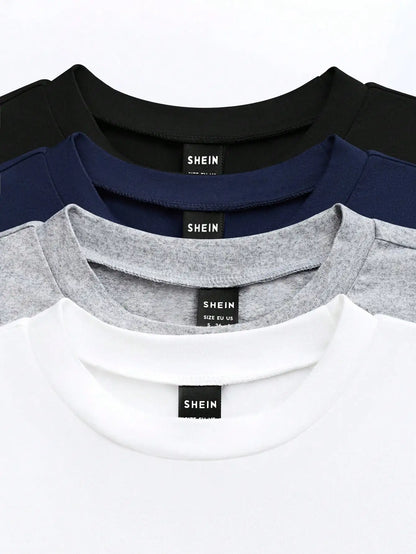 4-Pack Women's Solid Color Round Neck Long Sleeve Crop Tops, Casual Fall/Winter Tees