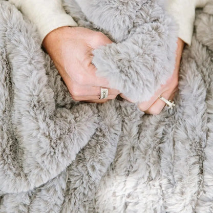 Ash Gray Minky Blanket – Ultra Soft Faux Fur Throw Blanket for Couch, Bed & Home – Fluffy, Warm & Luxurious – Chic Collection (X