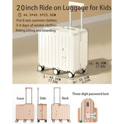 RideOn Suitcase for Kids, Kids Luggage with Spinner Wheels for Boys Girls Ride on Toddler Luggage Travel Rolling Ride on Suitcas
