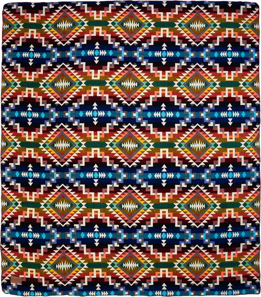 Large Wool Blanket Throw, Handmade in Ecuador, Ultra-Soft & Hypoallergenic, 94" x 78", Rainbow Colors