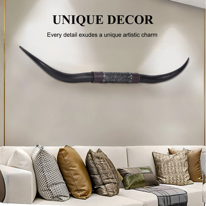 70inch Cow Skull Wall Decor Faux Taxidermy Rustic Steer Horns Wall Art Resin for Animal Hunting Lovers & Wildlife Enthusiasts