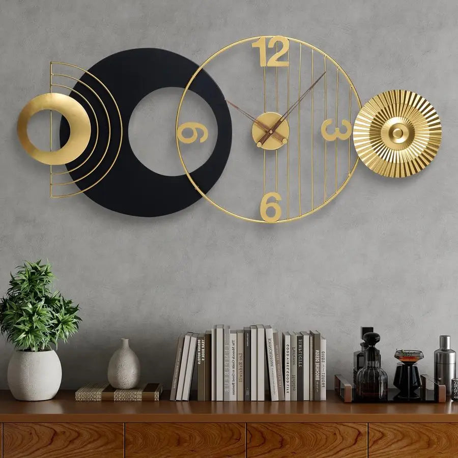 Inch Modern Abstract Wall Clock Silent NonTicking Battery Operated, Decorative Analog Clock, Oversized Art for Living Room, Bedr