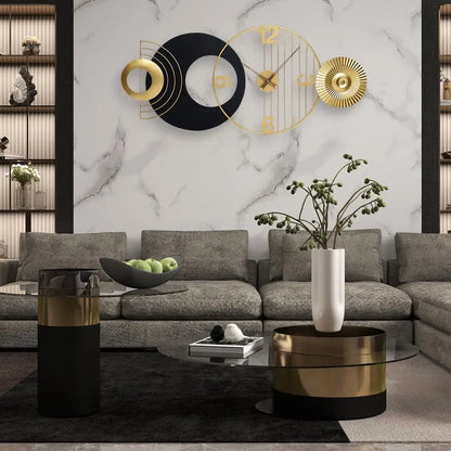 Inch Modern Abstract Wall Clock Silent NonTicking Battery Operated, Decorative Analog Clock, Oversized Art for Living Room, Bedr