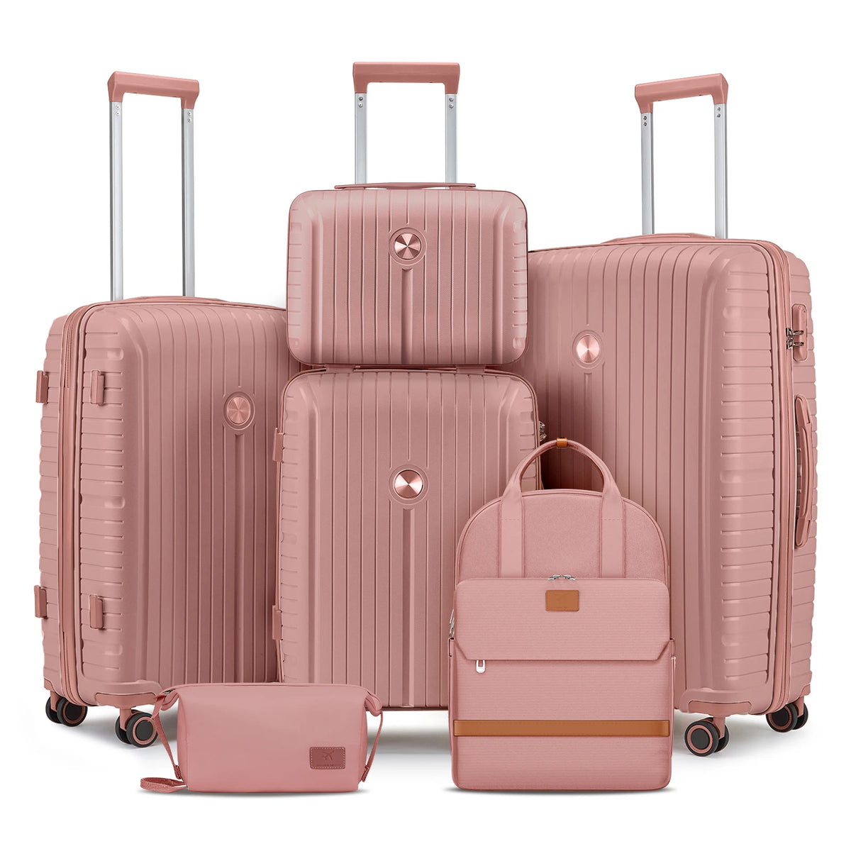 Travel Luggage Set, PP Hard Shell Lightweight Durable Suitcase with Backpack and Small Toiletry Bag, TSA Lock, Spinner Wheels