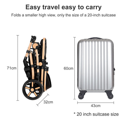 All-Terrain 3-in-1 Baby Stroller Travel System, Lightweight Foldable Pram from Birth,Compact Pushchair with Aluminum Frame,