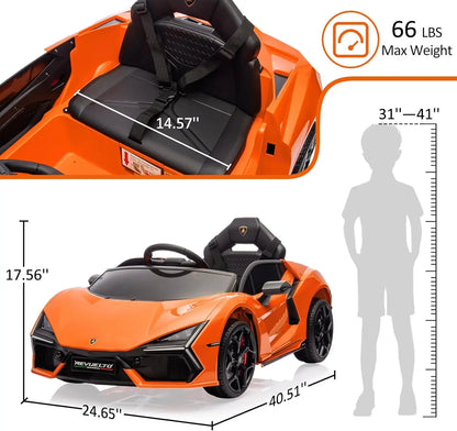 12V Ride On Car for Kids Electric Vehicle Battery Powered Sports Car Toy with Bluetooth, USB, Music, Remote Control, Headlight