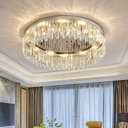 Modern Round Luxury Crystal LED Ceiling Lamps Minimalist Living Room Decor Chandelier Bedroom Whole House Indoor Lighting Home