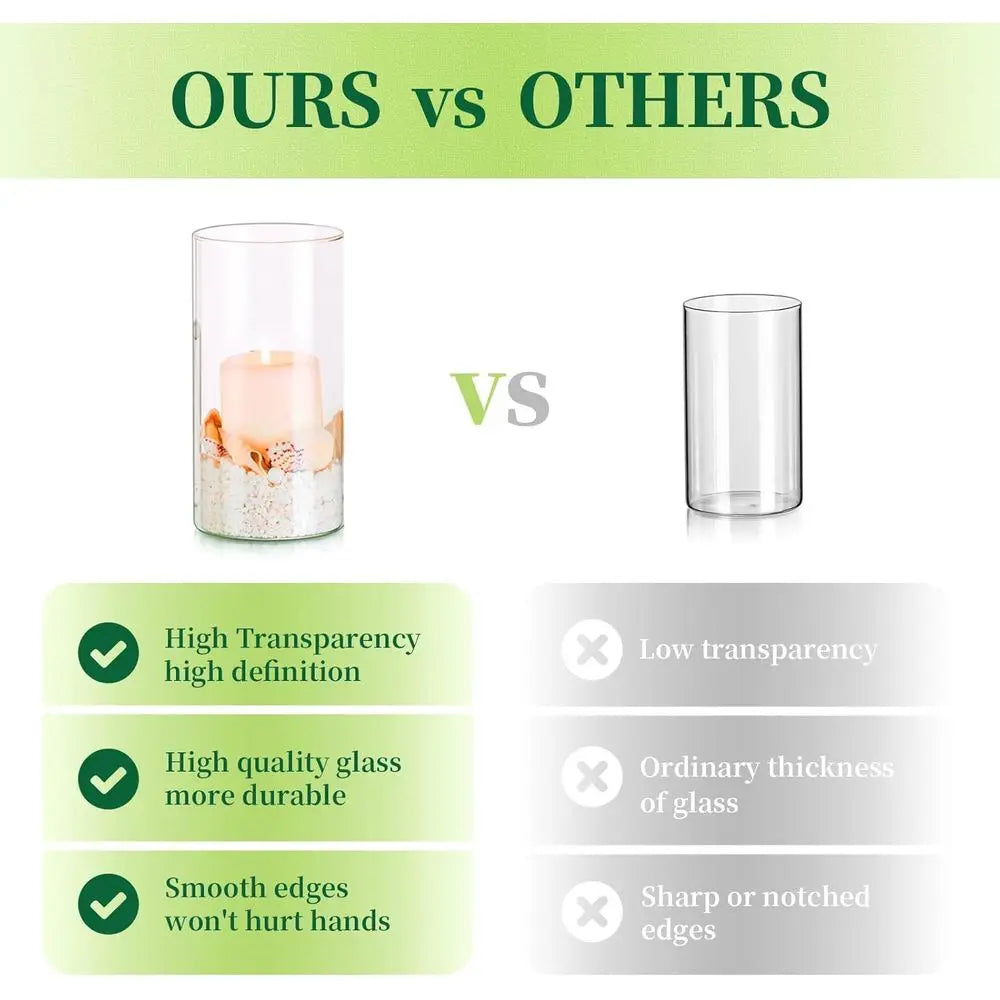 Set of 24 Clear Glass Cylinder Vases, Tall for Centerpieces, Hurricane Candle Holders, Ideal for Weddings and Events, 2.6 Diamet