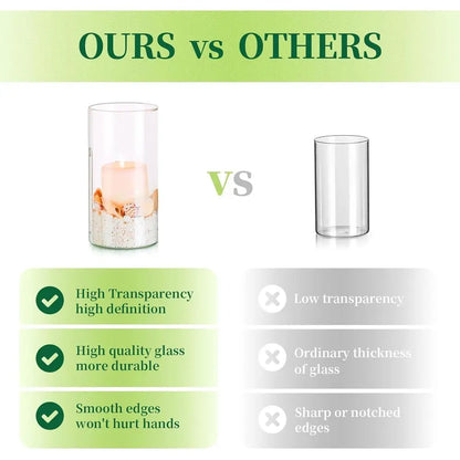 Set of 24 Clear Glass Cylinder Vases, Tall for Centerpieces, Hurricane Candle Holders, Ideal for Weddings and Events, 2.6 Diamet