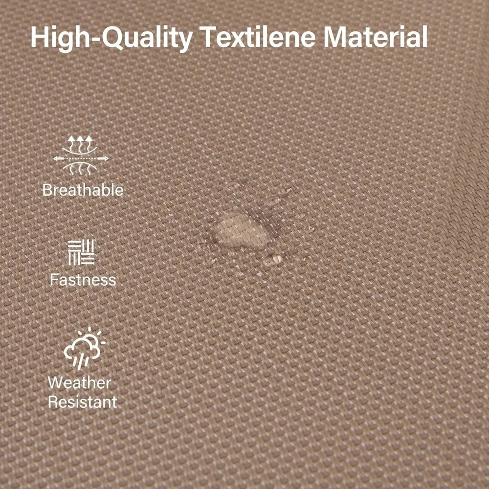 5 Pieces Outdoor Dining Set, Patio Furniture Set of 4 Textilene Chairs with Square Metal Slatted Table with Umbrel