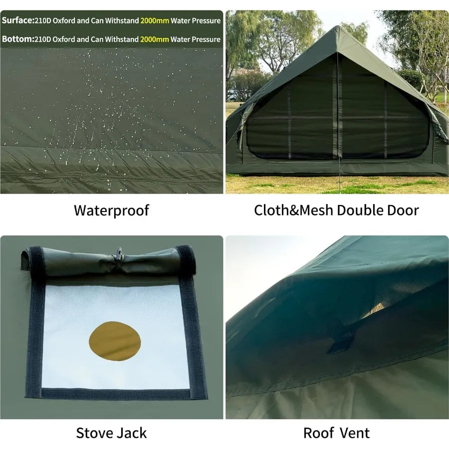 Inflatable Camping Tent with Hand Pump Waterproof Outdoor Blow up Tent 28 Person Ox 4 Season Glamping Air Tent Cabin House with