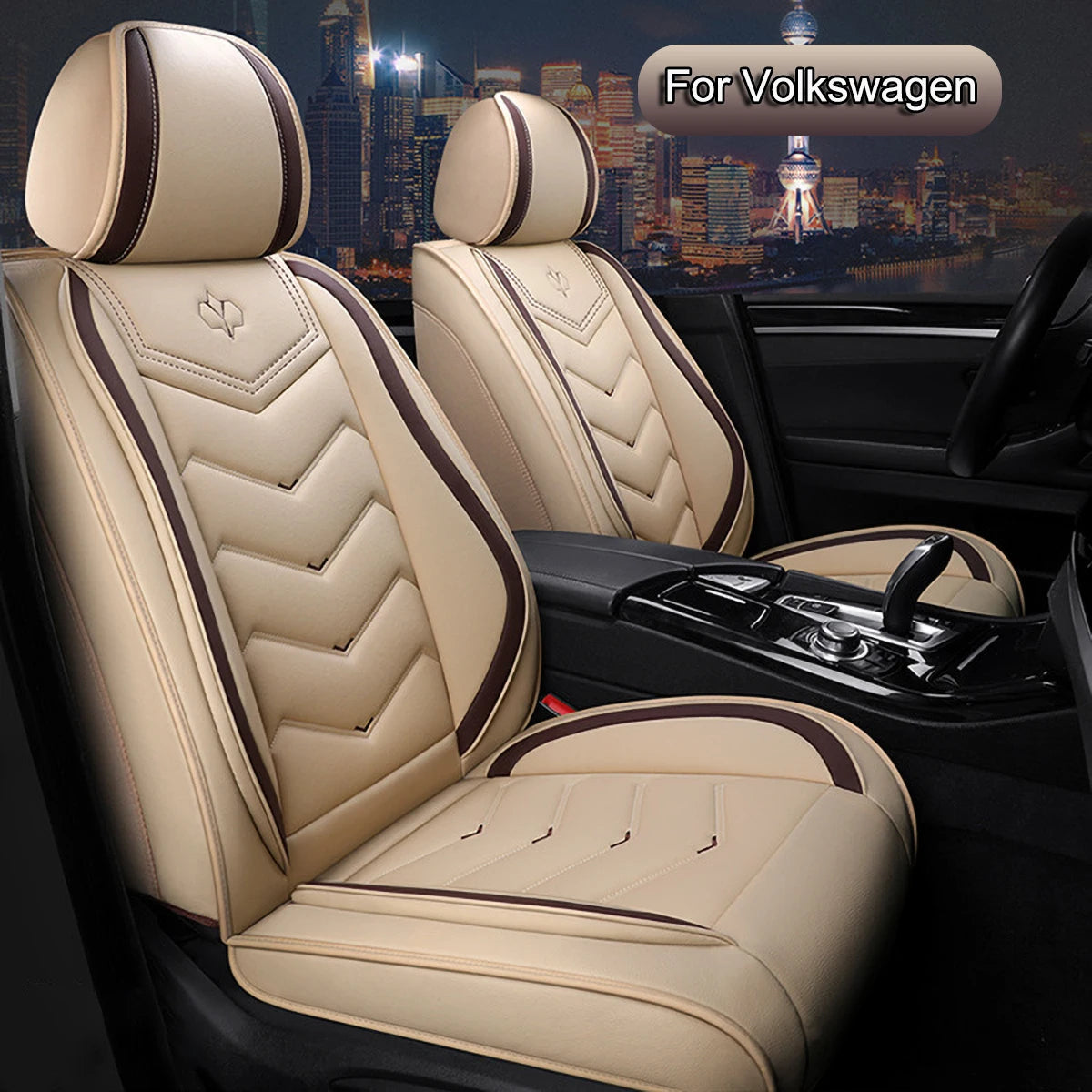 Car Seat Covers Full Set, Fit for VW Golf, Tiguan, Passat, T-Roc, Polo, Touran, Arteon, ID.4, PU Leather Car Seat Protectors