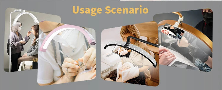 Fosoto FT-Y8II 28 Inch Led Lash Light Half-Moon Shaped Light Led Video Light With Floor Tripod For Tattoo Beauty Salon Eyelash