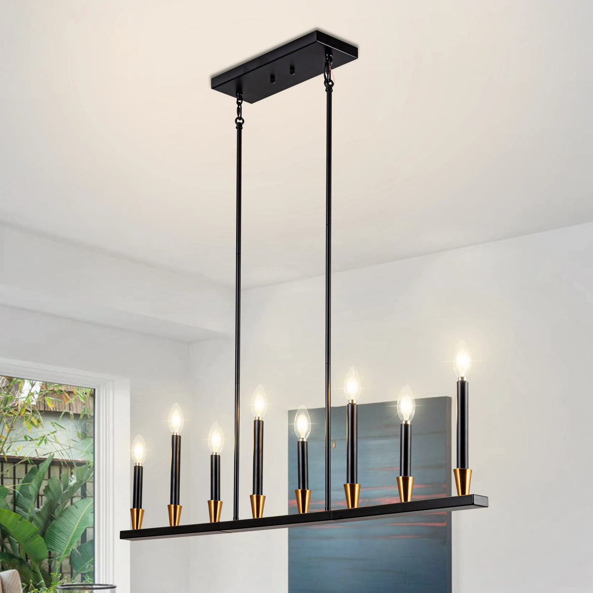 8 Light Dining Room Black Chandelier Kitchen Island Lighting Lights Fixture Farmhouse Chandeliers For Coffe Shop Bar