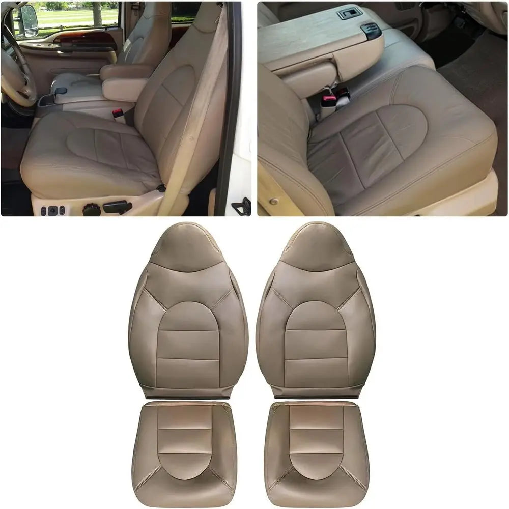 4pcs Front Car Seat Covers Tan Compatible for Ford F250 F350 F450 F550 Lariat 1999 2000 Driver&Passenger Side Bottom&Lean Back L