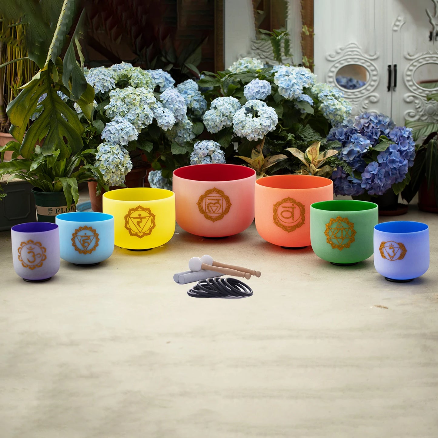 Colored Quartz Crystal Singing Bowl 7pcs Chakra Set Sound Healing Meditation with/without Free Carry Bags