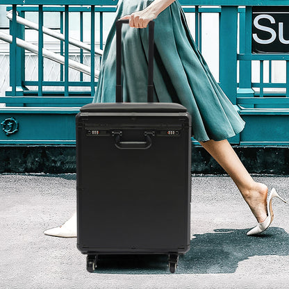 3 Drawers Rolling Makeup Case Tattoo Suitcase Mobile Manganese Steel Makeup Case with Combination Lock 4 Wheels 2 Brakes