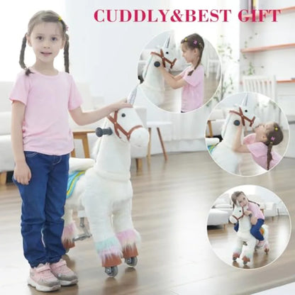 Small Size Ride On Horse - Baby Walker & Pony Riding Toys for Ages 3-8 Magical Ride on Toy Unicorn Toy & Horse Riding Experience