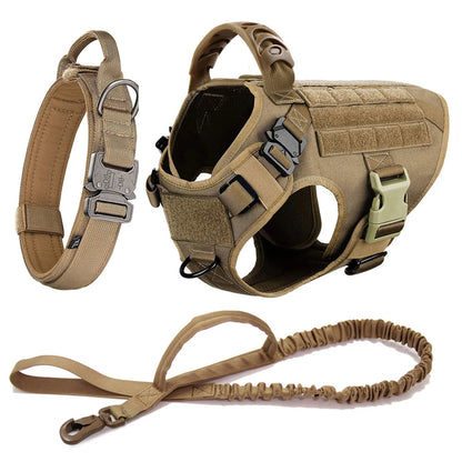 Large Dog Harness Collar Leash Set Military Dog Harnesses Pet Tactical Vest Training German Shepherd For Medium Large Dogs