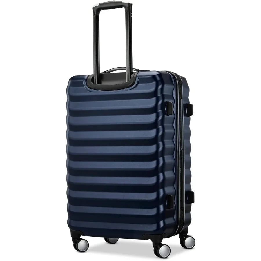 Hard-Sided 20 and 24 Inch 2-Piece Lightweight Checked Large Expandable Element Suitcase Set: Durable, 360° Spinner Wheels, Adju