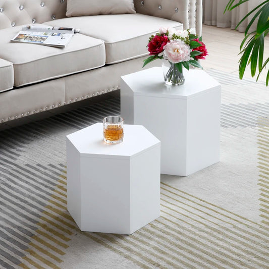 Coffee table, medium density fiberboard, suitable for living room, office, bedroom, 2 sets, white oak