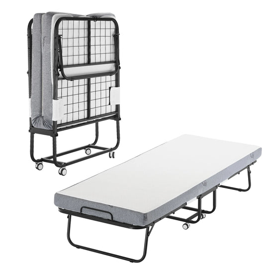 VEVOR 31/38in Rollaway Bed Portable Twin Roll Away Bed with Sturdy Metal Frame & Memory Foam Mattress Multi-functional Recliner