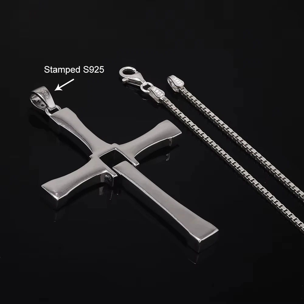 925 Sterling Silver Cross Pendant Necklace for Men Fast and Furious Dominic Toretto Movie Jewelry Hiphop Male Gift