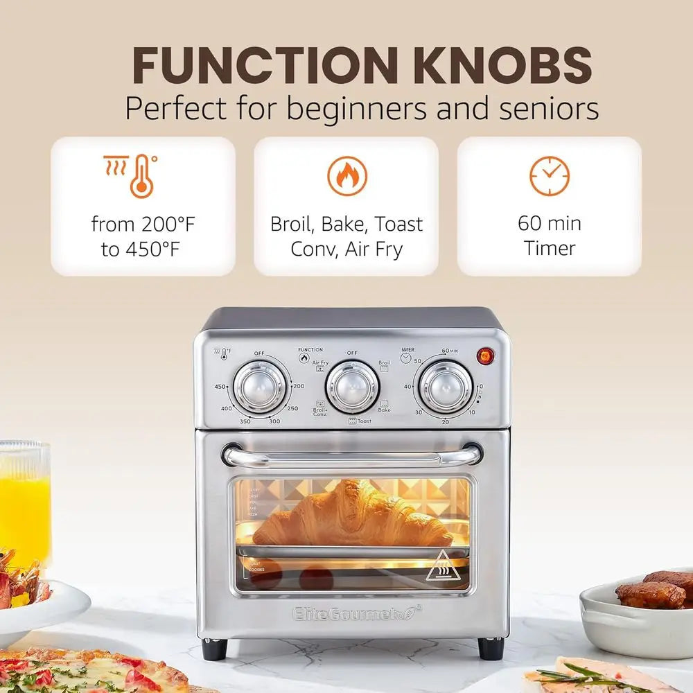 8.5Qt Air Fryer Oven, Air Fry, Broil, Toast, Bake & Broil with Convection, Time and Temperature Controls, 800-Watts, Includes 25