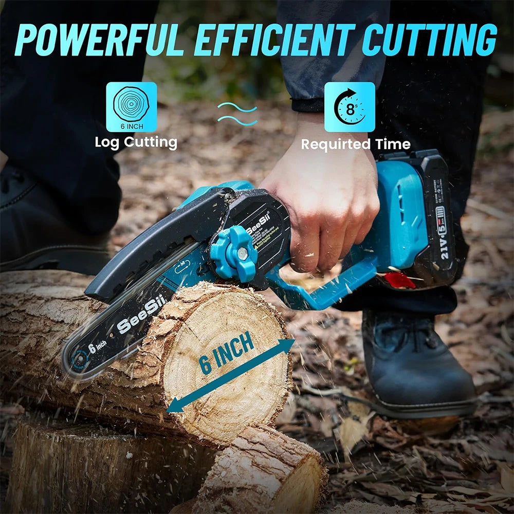 Seesii High Branch Saw Extension Pole Cordless 6'' Brushless Electric Chainsaw Garden Pruning Tools For Makita 18v battery pin