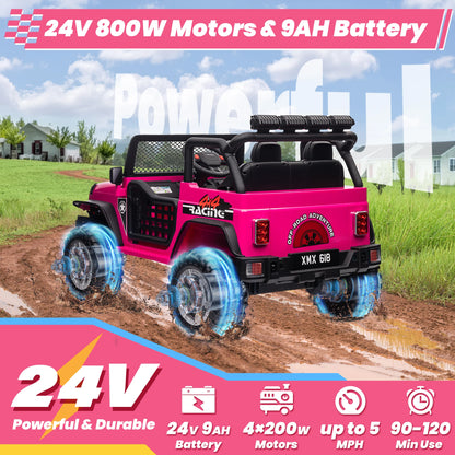 24V Ride On Toys Truck with Remote Control, 2 Seater 800W 9AH Powered Ride on Electric Car, Bluetooth MP3 Music, 4 Whee