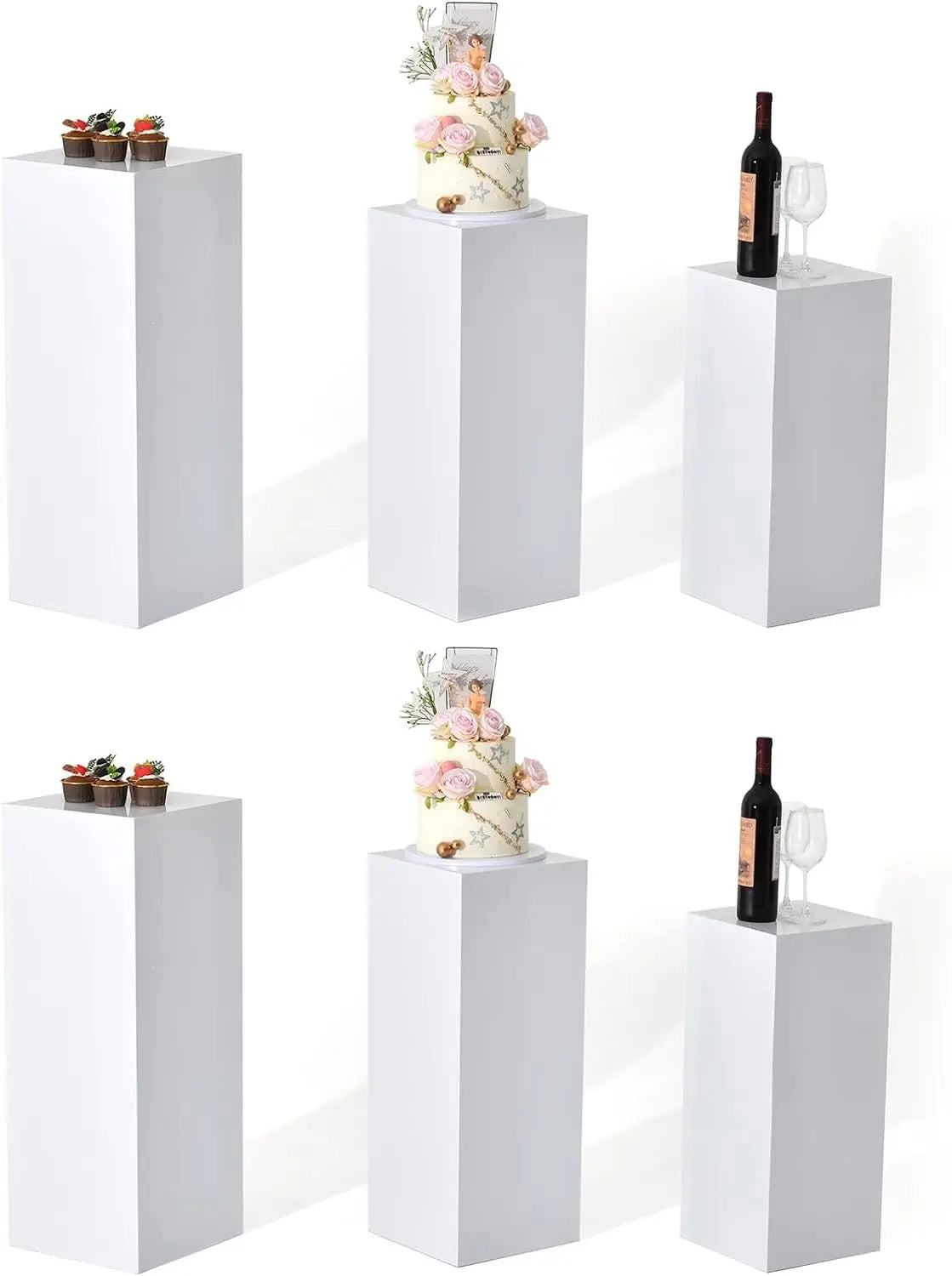 6PCS Metal Display Pedestal Stand for Birthday White Pedestal Stands Pillar for Wedding Dessert Table Display Stand Column Decor