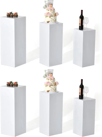 6PCS Metal Display Pedestal Stand for Birthday White Pedestal Stands Pillar for Wedding Dessert Table Display Stand Column Decor
