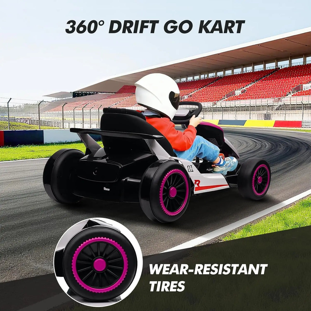 24V Electric Go Kart for Kids – Dual-Motor Drift Ride-On Racing Toy with Safety Belt, Drift & Sports Modes, Outdoor Gift for Boys & Girls Ages 6-12