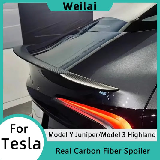 Model Y Juniper Spoiler for Tesla Model 3 Highland Real Carbon Fiber Spoiler High Performance Rear Trunk Tail Wing Car Accessory