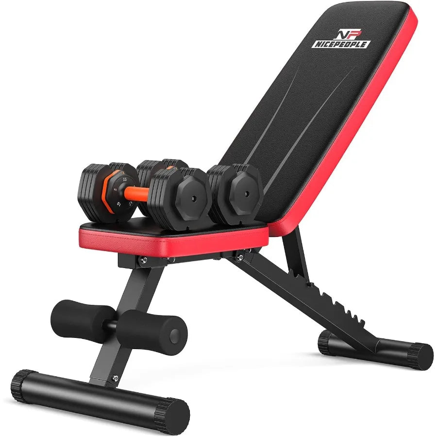 2 in 1 Weight Bench and Dumbbell Sets for Home Gym, 660LBS Capacity Workout Bench with Adjustable Dumbbell Set of 2, 25LBS Pair