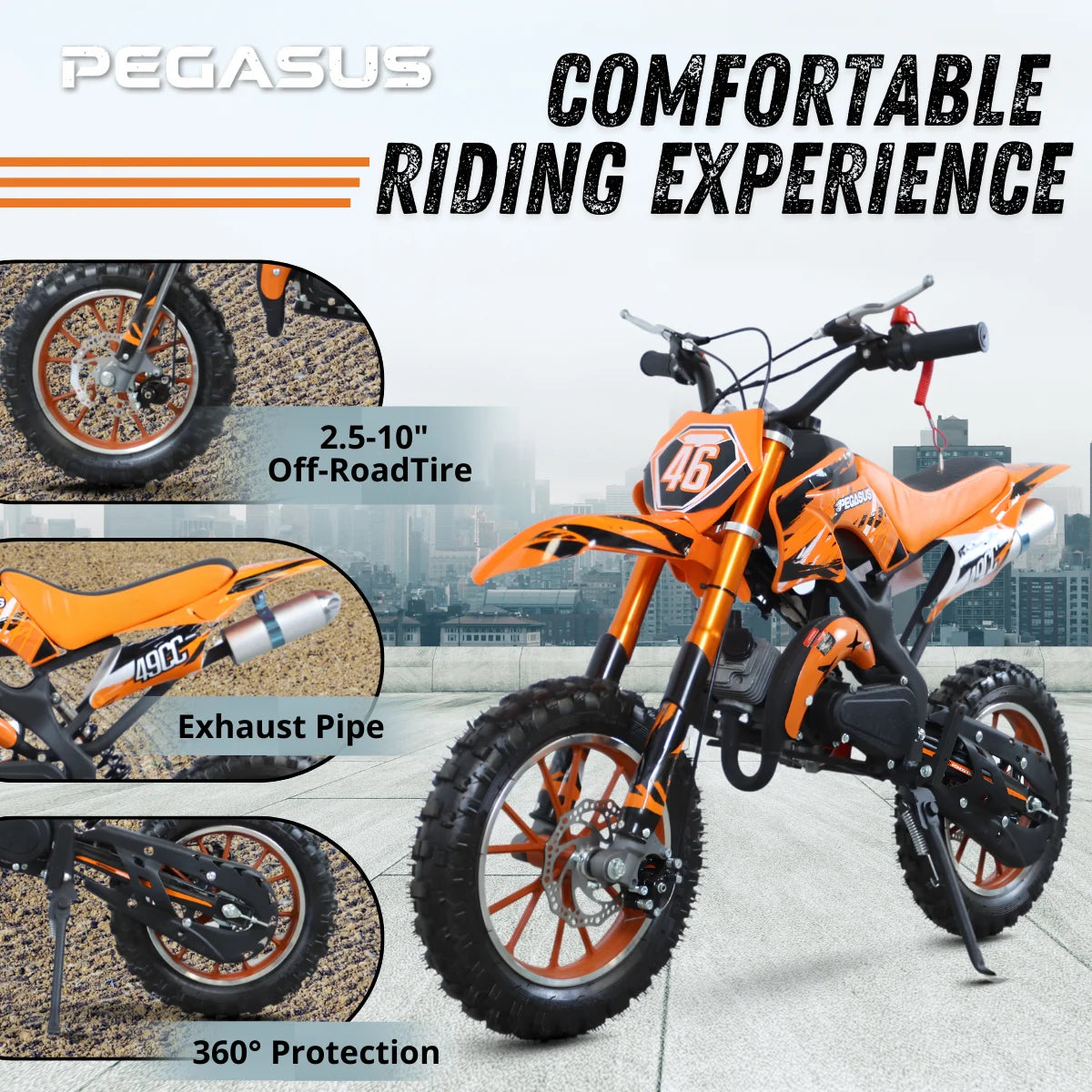 Poweful 2 Stroke Crosscycle 49CC OFF-road Gasoline Motorcycle Racing Dirt Bike Motorbike For Adult&Child