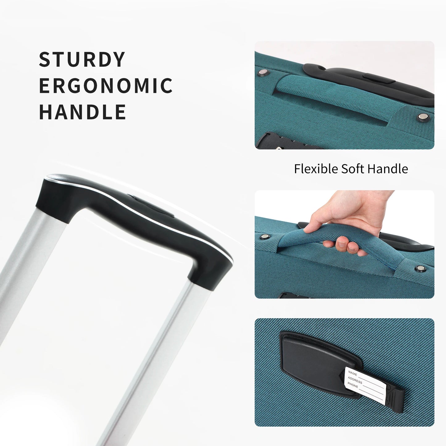 Softside Luggage Expandable 3 Piece Set Suitcase Upright Spinner Softshell Lightweight Luggage Travel Set