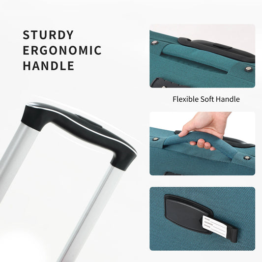 Softside Luggage Expandable 3 Piece Set Suitcase Upright Spinner Softshell Lightweight Luggage Travel Set