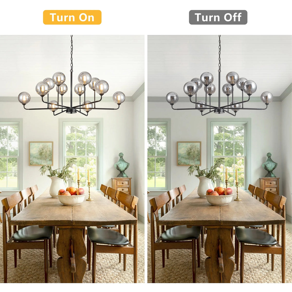 Bubble Glass Chandelier 12/16-Light Chandelier Height Adjustable Dimmable Sputnik Chandeliers for Dining Room Foyer