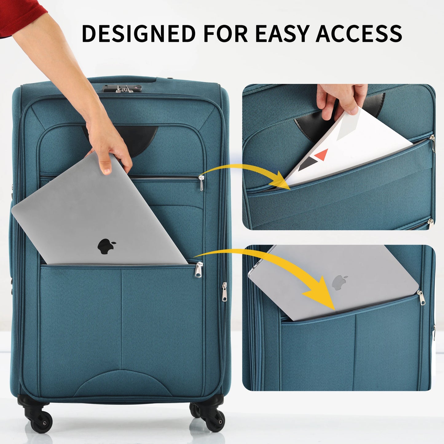 Softside Luggage Expandable 3 Piece Set Suitcase Upright Spinner Softshell Lightweight Luggage Travel Set