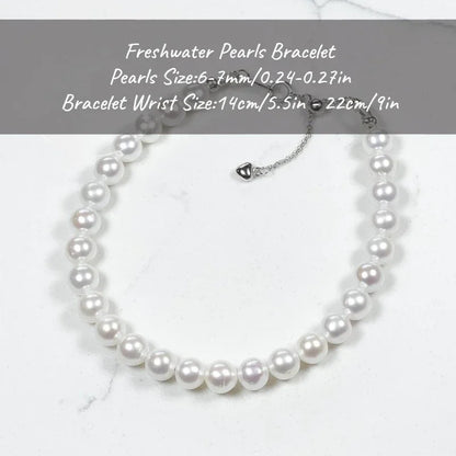 MYSOYA White Freshwater Pearl Bracelet 6-7mm With Gift Box For Her/Him Birthday/Wedding/Christmas/New Year Gift