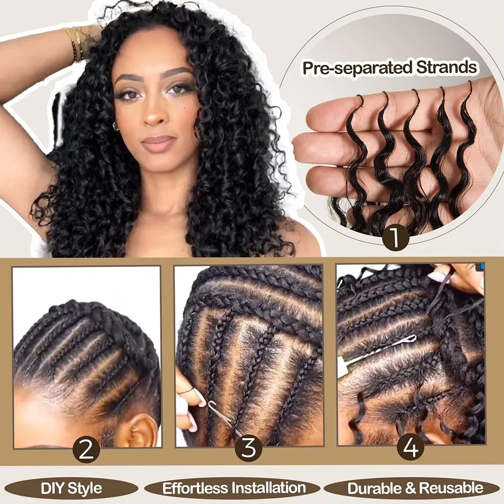 Miracle Knots Crochet Hair For Braiding Burmese Curly Braids Raw Human Hair Extensions Feathered Human Crochet Hair Burmese Curly Feathered Crochet Human Hair Natural Black Pixie Curly Hair For Braiding Burmese Water Wave Hai