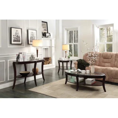 Fashionable living room furniture coffee table with glass insert top, double-layer storage