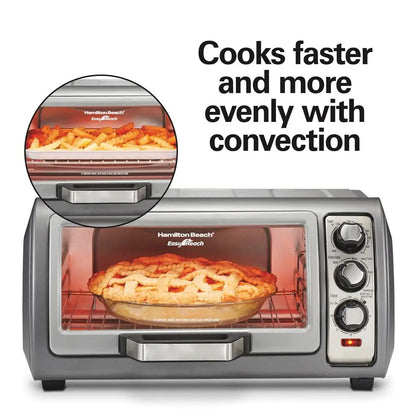 6 Slice Convection Toaster Oven With Easy Reach RollTop Door, Bake, Broil amp Toast Functions, Auto Shutoff, Silver 31123DA